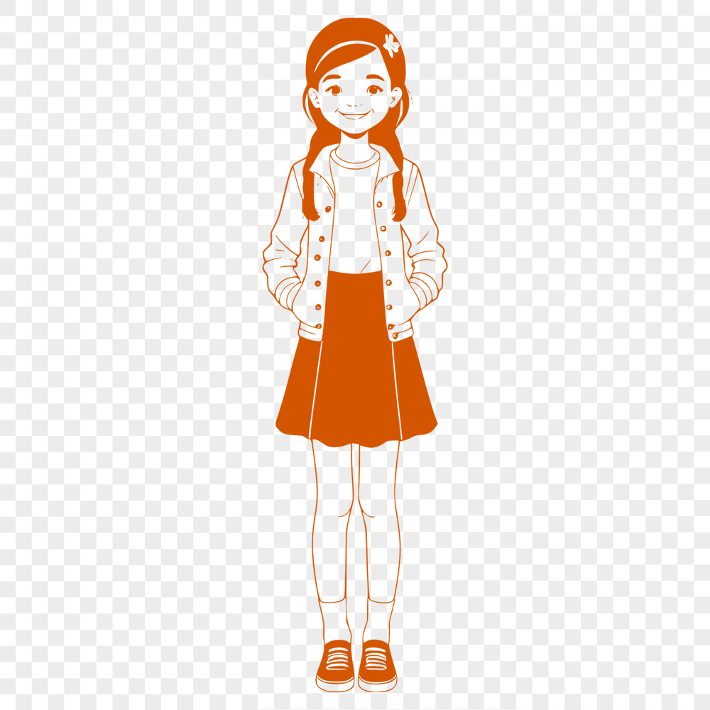 High-Resolution Vector Portrait A young girl illustrated in high-resolution vector format for digital design.