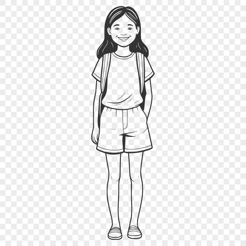 Simple Girl Illustration A young girl depicted in a simple illustration style with clean lines.