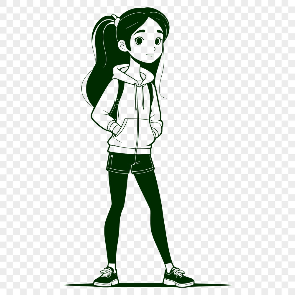 Adorable SVG Clip Art Girl Design A young girl illustration created in vector format for digital use.