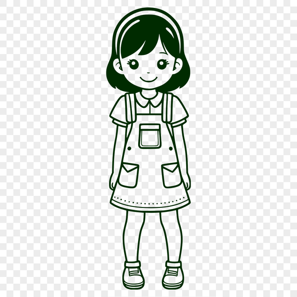 Young Girl Illustration in Simple Design Style A digital illustration of a young girl in a simple design style suitable for vector graphics.