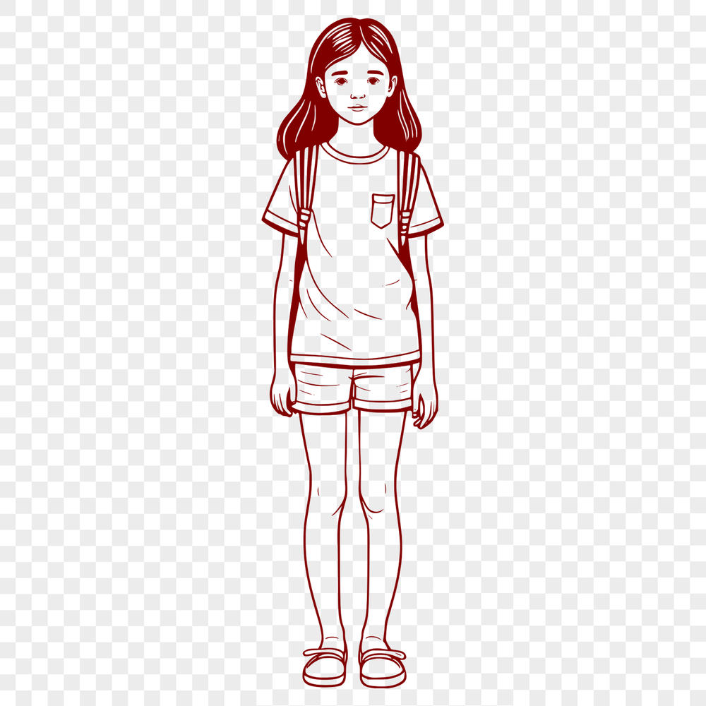 Girl SVG Clipart Design SVG illustration of a young girl in various poses and outfits for vector art design templates.