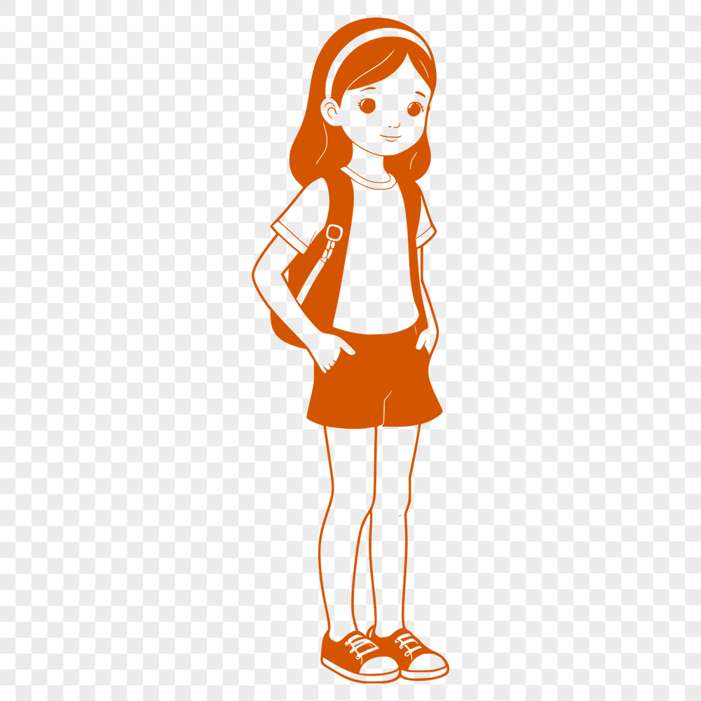 Adorable Child Illustration A young girl illustrated in high-resolution vector format.