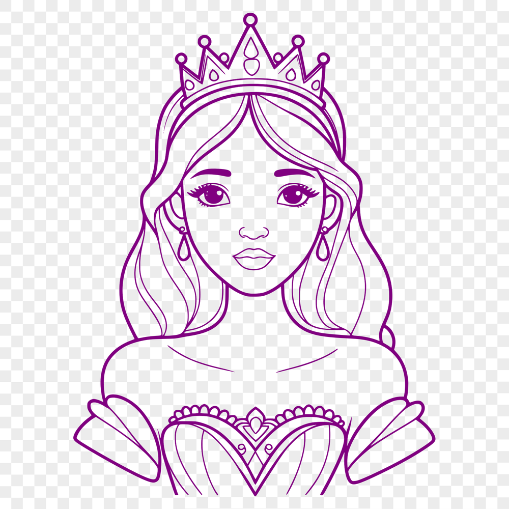 Young Female SVG Design A digital illustration of a young female princess character designed as a vector art.