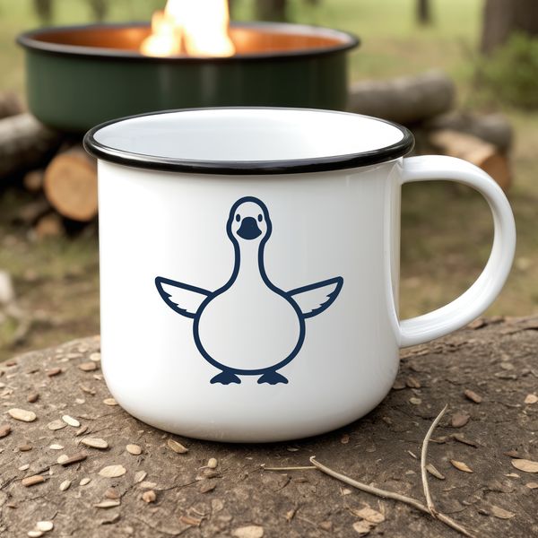 A detailed illustration of a goose in silhouette form.