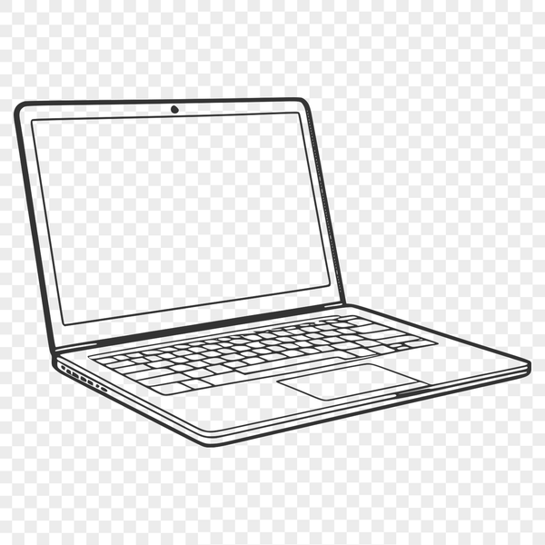 High-Quality Computer Vector Art A detailed illustration of a modern laptop with various connectivity ports.