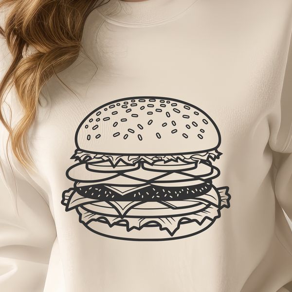 Classic Hamburger Design A 2D illustration of a classic hamburger with bun, patty, cheese, lettuce, tomato, and condiments.