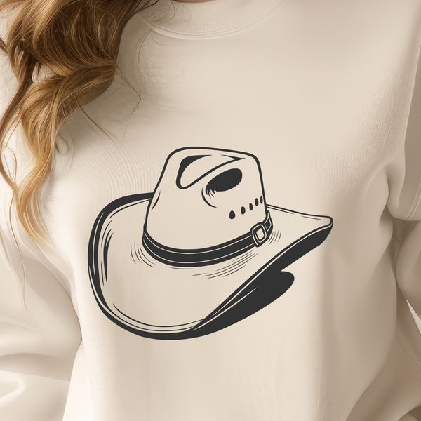Simple Cowboy Hat Vector Graphic A simple illustration of a classic cowboy hat, designed as vector art for digital applications.