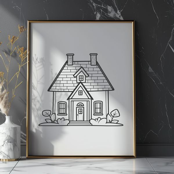 Cozy Single Family Residence Illustration A 2D vector illustration of a single-family dwelling.