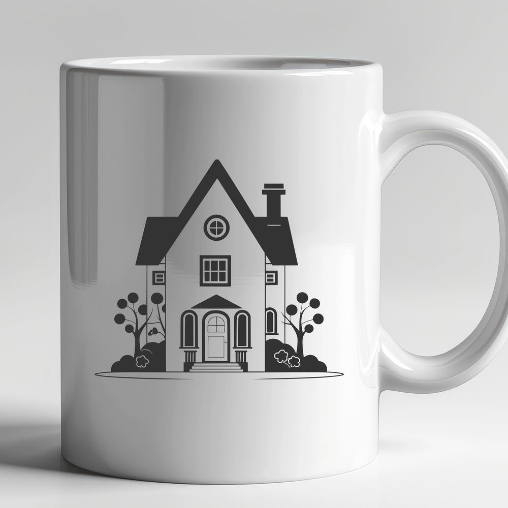 Simple Family Home Illustration A 2D illustration of a single-family home with a simple roof and windows.