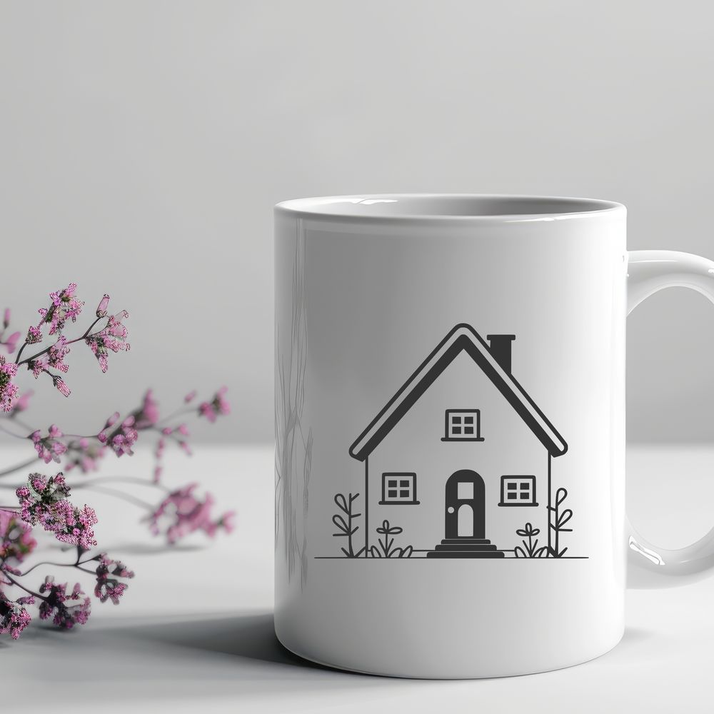 Simple House Illustration SVG A simple 2D illustration of a house with basic architectural features.