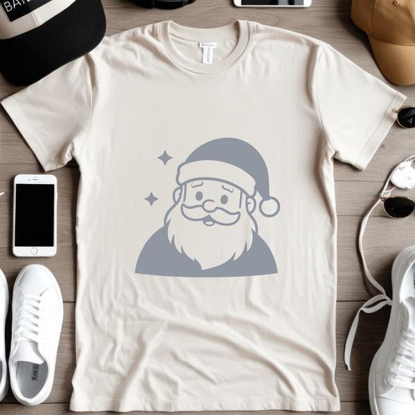 An SVG silhouette design of Santa Claus with classic winter elements.