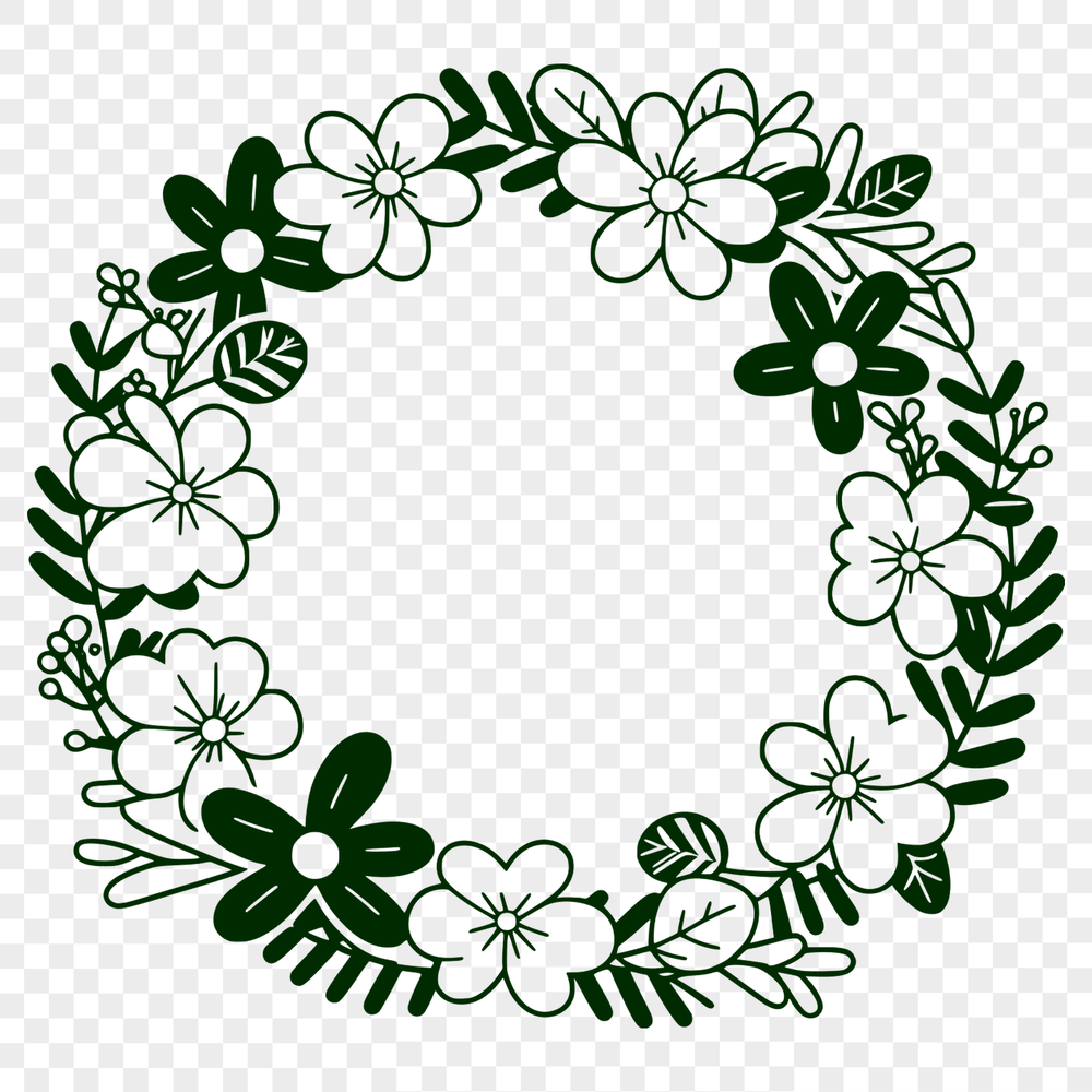 Beautiful SVG Wreath Clip Art Free Download A floral wreath design in vector format, suitable for cutting machines and laser cutters.