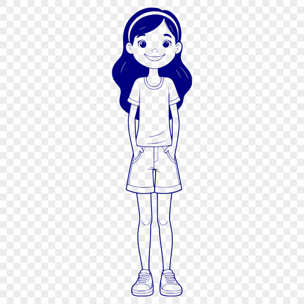 A young girl illustration created as an SVG file for easy editing and customization.