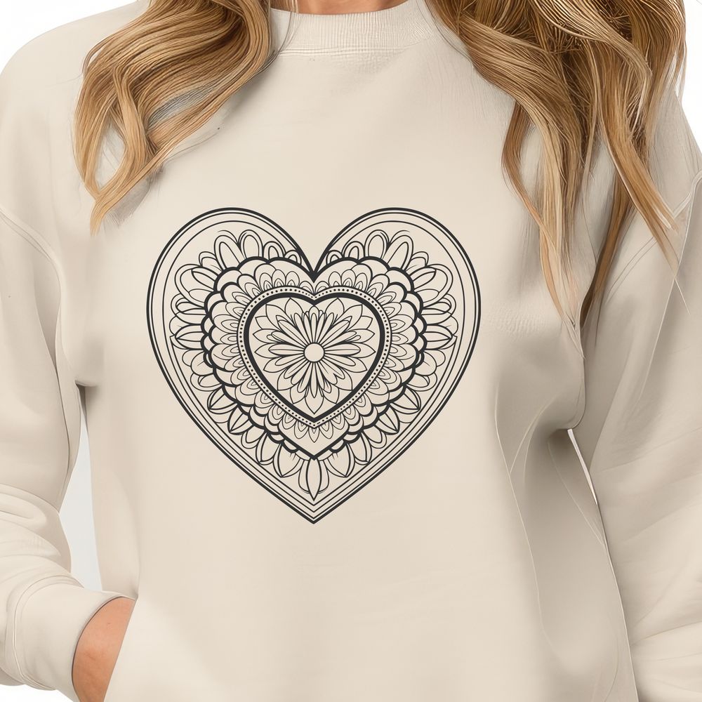 Whimsical Vector Design A colorful mandala design featuring a heart shape, suitable for vector graphics.