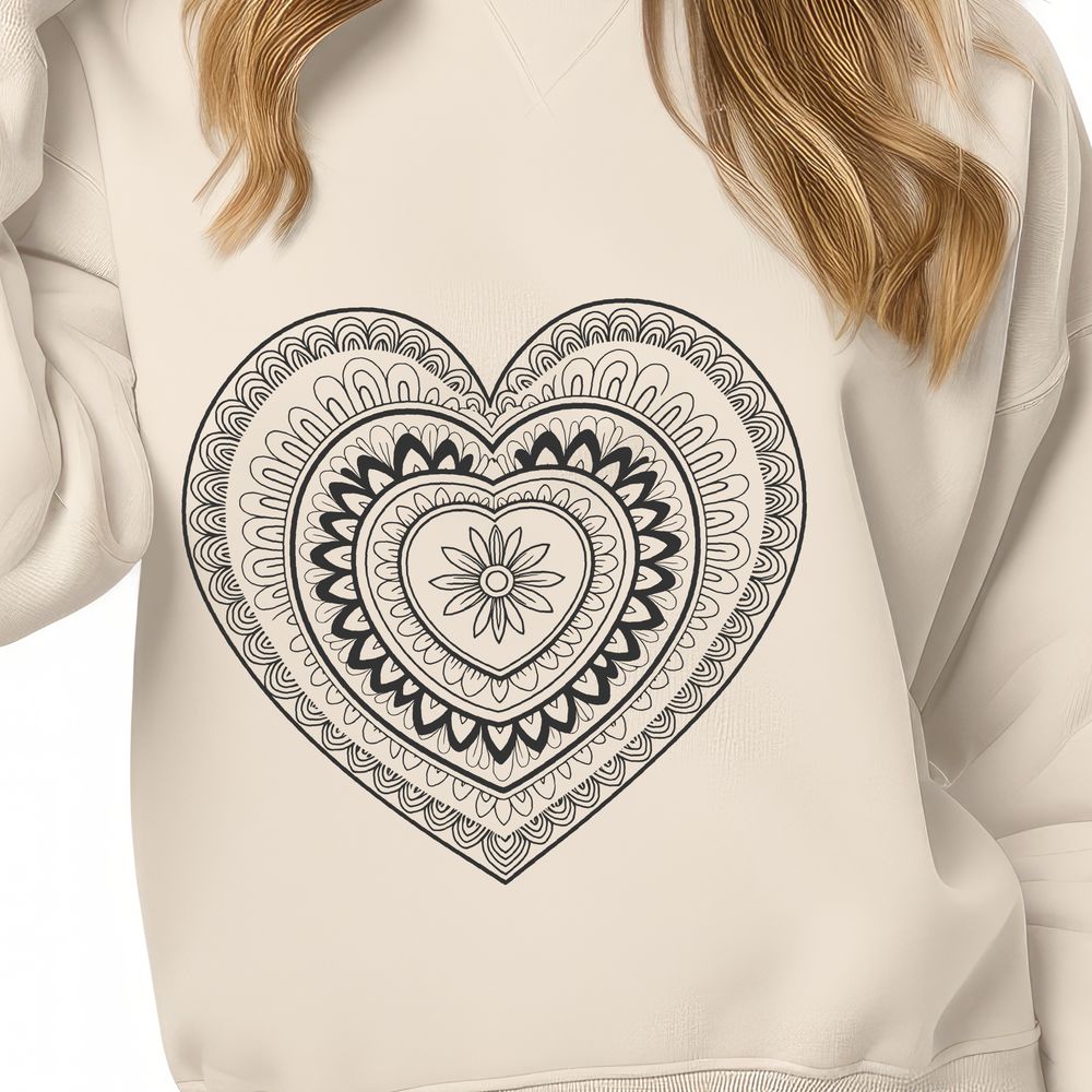 Beautiful Vector Art Mandala Heart A colorful mandala design featuring a heart shape, suitable for digital art projects and crafting.