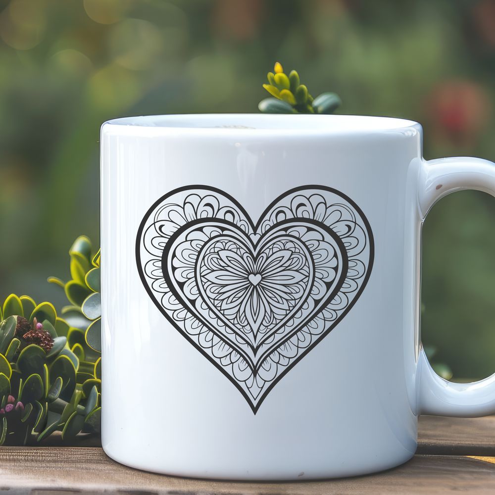Whimsical Love Heart Mandala A colorful mandala heart design created as a vector graphic in SVG format.
