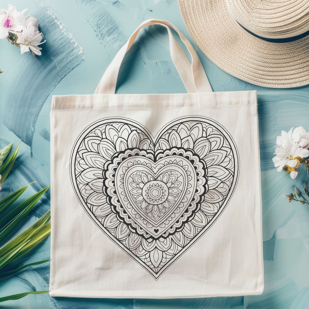 Interconnected Love Design A colorful geometric pattern of interconnected shapes forming the shape of a heart.