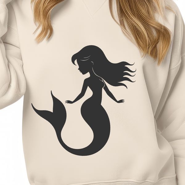 An SVG graphic representation of a mermaid figure suitable for cutting and engraving with laser machines or Cricut tools.