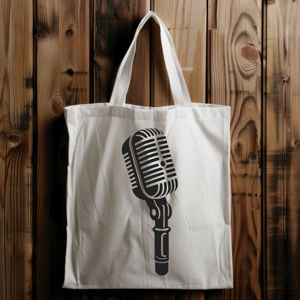 A digital illustration of a microphone, suitable for vector graphics and cutting machine templates.
