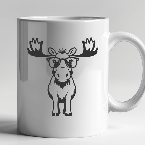 Moose in Reading Goggles A stylized illustration of a moose wearing glasses, suitable for vector design.