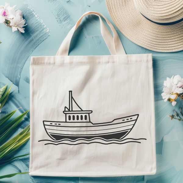 Minimalist Boat Illustration SVG illustration of a simple boat design with clean lines and minimalist details, suitable for vector art projects.