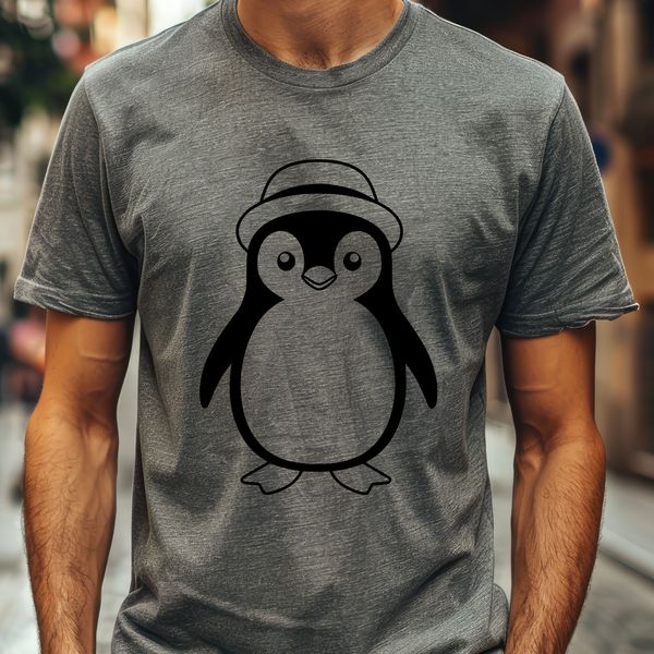 Cute Penguin Wearing a Hat A single penguin wearing a hat, depicted as a vector illustration.