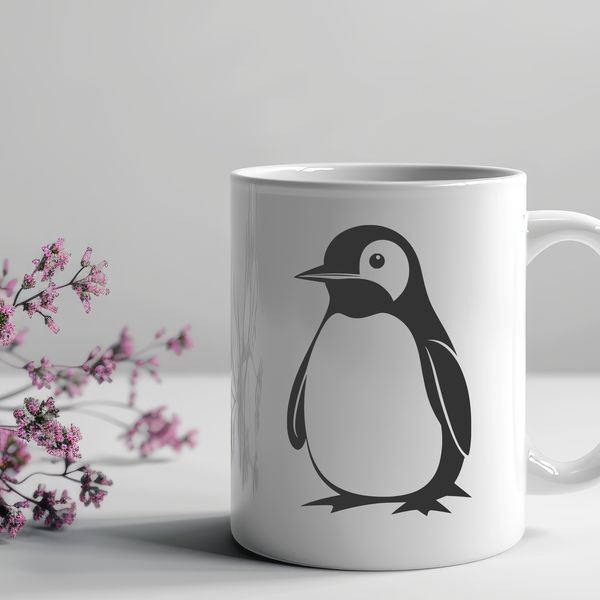 Stylized Penguin Clip Art A stylized digital drawing of an animal bird species, suitable for clipping and cutting machines like Cricut or laser cutter.