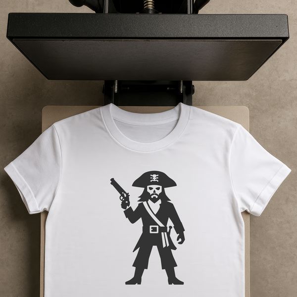 A vector illustration of a pirate in a classic sailing pose.