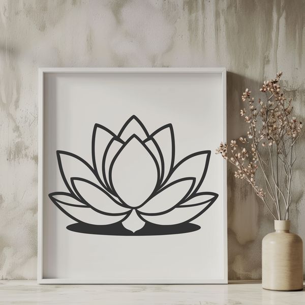 Minimalist Lotus Flower Illustration A stylized illustration of a lotus flower in a minimalist design.