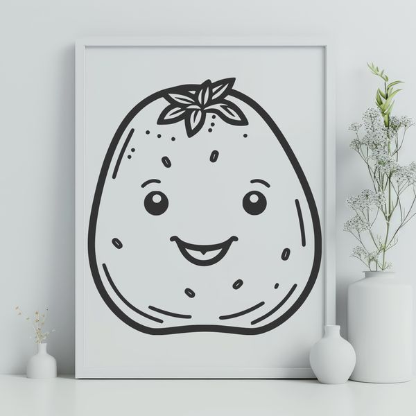 Stylized Potato Illustration A stylized illustration of a potato in vector format, ideal for digital designs and printing.