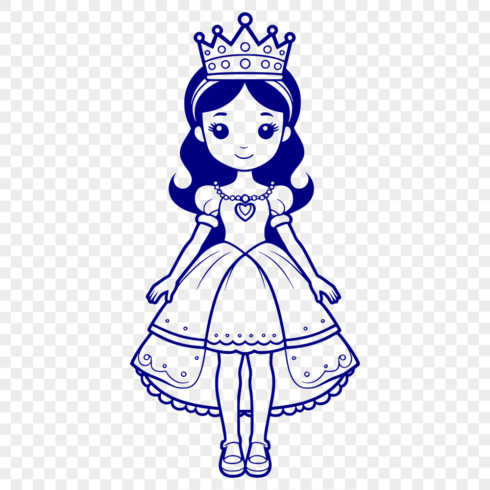 A stylized illustration of a young female princess with a royal crown, suitable for vector art designs.