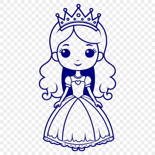 A young female character in royal attire, designed as a vector graphic.