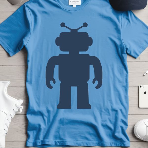 A futuristic robot in a sleek silhouette, ready for cutting or laser engraving.