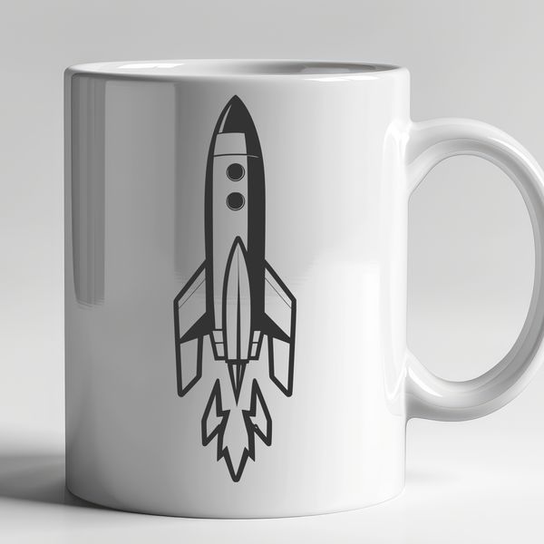 Vector Space Travel Icon A stylized vector illustration of a spaceship with sleek lines and metallic details.