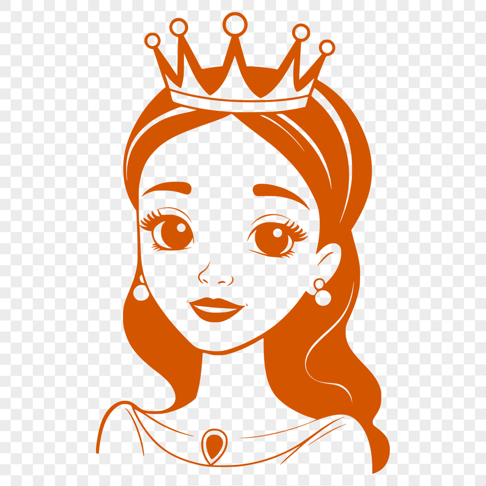 Royalty Inspired Princess Vector Design A royalty-free vector design of a girl dressed as a princess with intricate details.