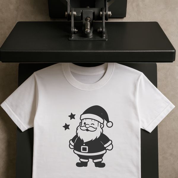 A vector illustration of the iconic Christmas figure, Santa Claus, depicted in a stylized silhouette.