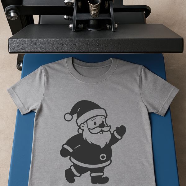 A vector illustration of Father Christmas holding a sack of toys.