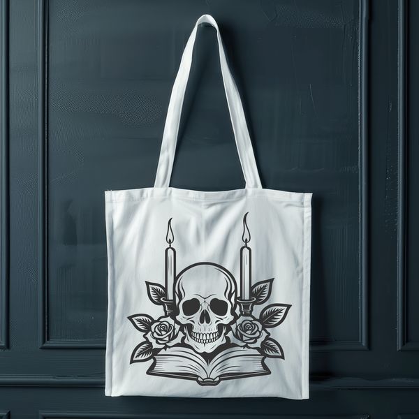 Stylized Sugar Skull Design A stylized illustration of a skull in a Gothic style, often associated with Halloween decorations.
