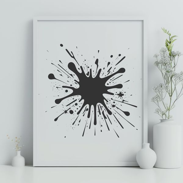 Vibrant Slime Droplet Design A colorful splat shape made up of layered slime droplets in various colors.