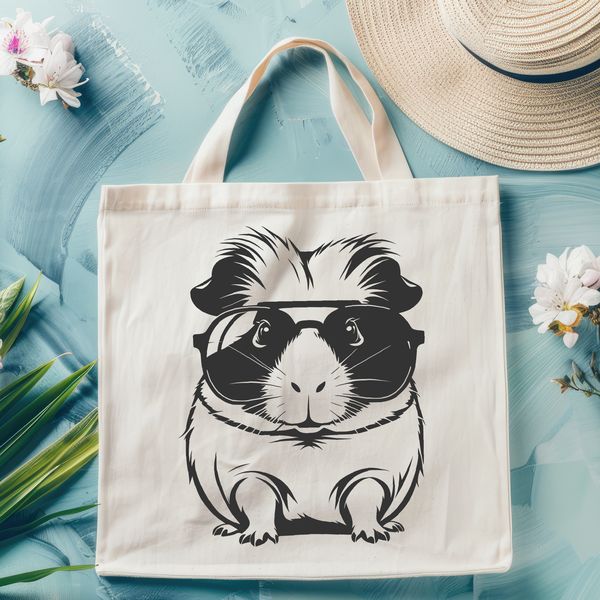 Cute Guinea Pig Character in Shades A cartoon guinea pig character wearing sunglasses, suitable for use in digital art projects.
