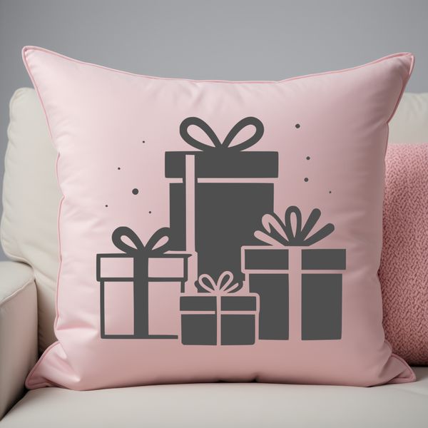 A stylized 3D box with a bow and ribbon, symbolizing a wrapped present.