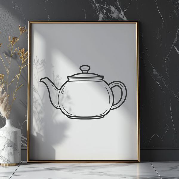 Free Teapot Clip Art Vector A stylized illustration of a teapot with a spout and handle, suitable for vector art projects.