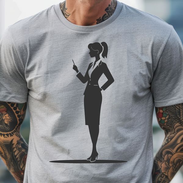 Educator Silhouette Vector Art A professional illustration of a woman in a teacher's role, suitable for educational purposes.