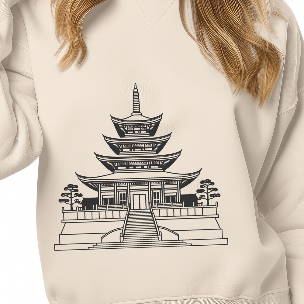 Ornate Temple Design A Buddhist temple structure with ornate details and architecture.