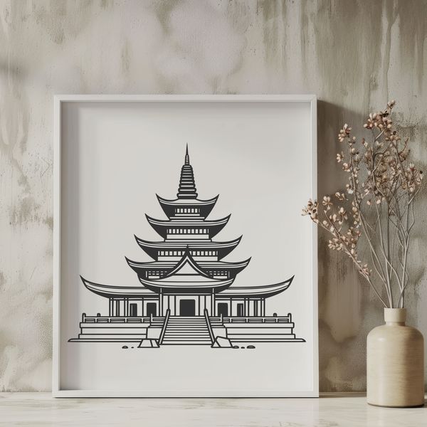 A traditional Asian-style Buddhist temple with intricate details and ornate architecture.