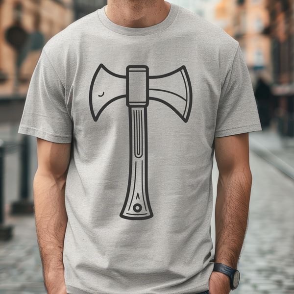 Vector Axe Design SVG File Graphic illustration of a handheld axe, suitable for vector design and cutting machine projects.