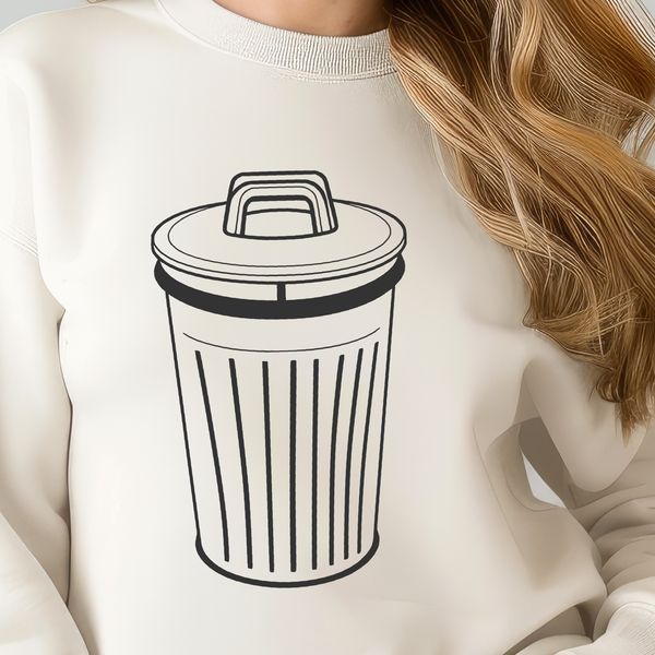 Geometric Waste Container A simple illustration of a trash can made up of geometric shapes.