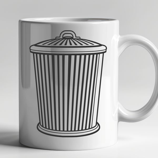 Open Lid Trash Can Icon A simple illustration of a standard trash can with lid open.
