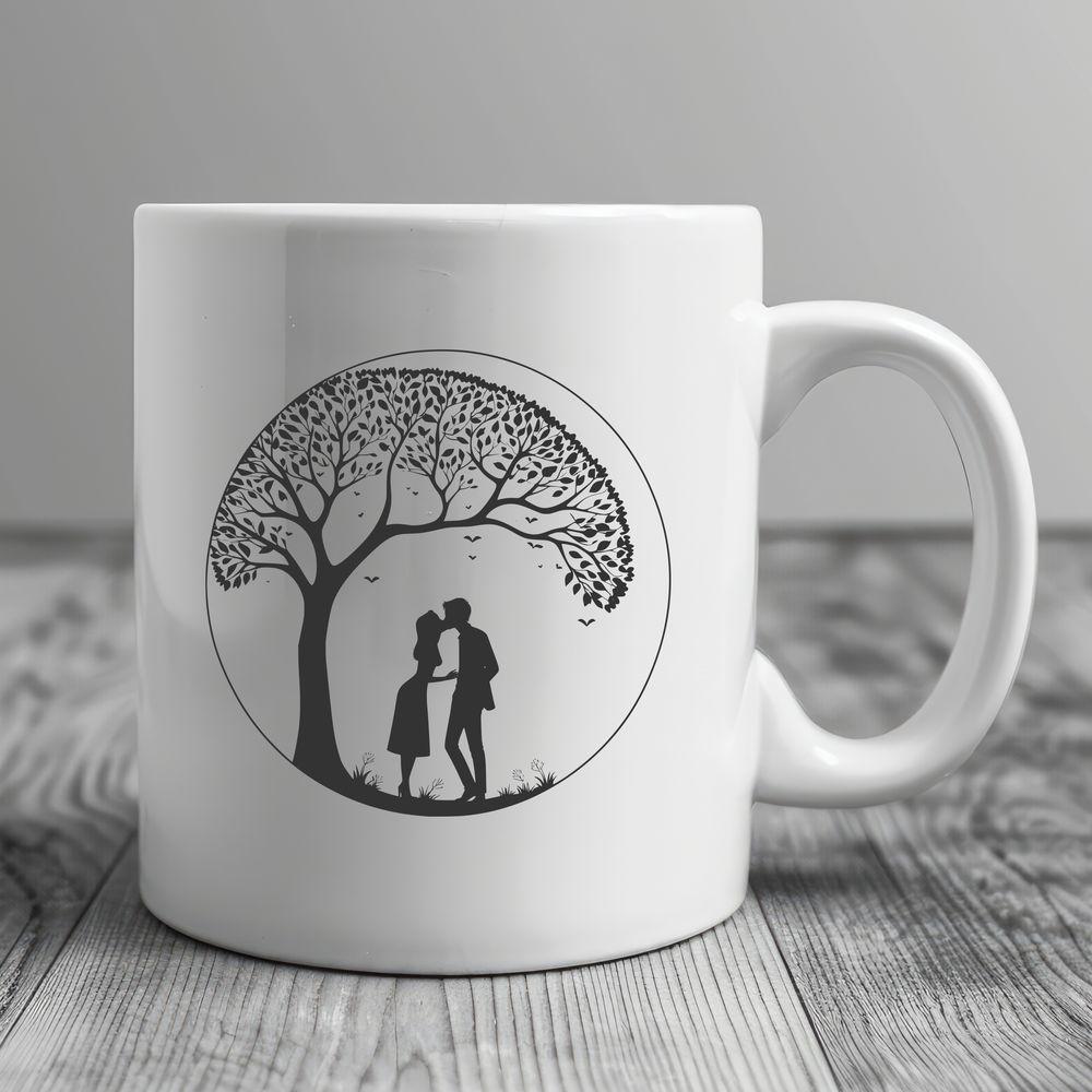 Love Tree Motif SVG An ornate vector design featuring a romantic tree motif, ideal for Valentine's Day or wedding decorations.