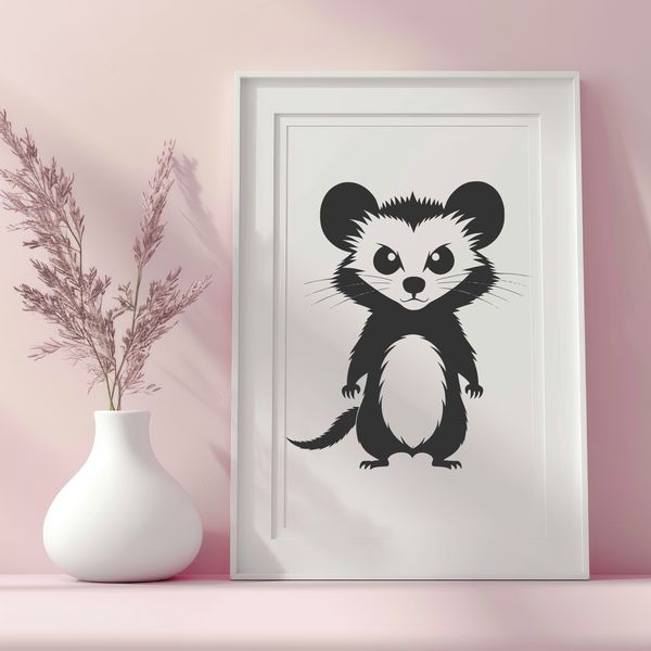 Free Possum Clip Art Download A detailed illustration of a possum, created as a vector graphic for various design applications.